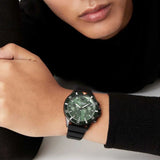 Buy Shop Emporio Armani Diver Chronograph Quartz Green Dial Black Silicon Strap Watch For Men - AR11463 USA Online
