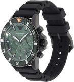 Buy Shop Emporio Armani Diver Chronograph Quartz Green Dial Black Silicon Strap Watch For Men - AR11463 USA Online