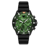 Buy Shop Emporio Armani Diver Chronograph Quartz Green Dial Black Silicon Strap Watch For Men - AR11463 USA Online