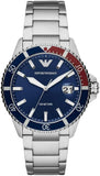 Buy Shop Emporio Armani Diver Quartz Blue Dial Silver Steel Strap Watch For Men - AR11339 USA Online