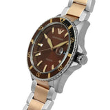 Buy Shop Emporio Armani Diver Quartz Brown Dial Two Tone Steel Strap Watch For Men - AR11340 USA Online