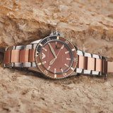 Buy Shop Emporio Armani Diver Quartz Brown Dial Two Tone Steel Strap Watch For Men - AR11340 USA Online