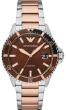 Buy Shop Emporio Armani Diver Quartz Brown Dial Two Tone Steel Strap Watch For Men - AR11340 USA Online