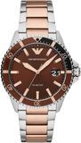 Buy Shop Emporio Armani Diver Quartz Brown Dial Two Tone Steel Strap Watch For Men - AR11340 USA Online