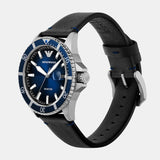 Buy Shop Emporio Armani Diver Three-Hand Quartz Blue Dial Blue Leather Strap Watch For Men - AR11516 USA Online