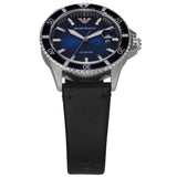 Buy Shop Emporio Armani Diver Three-Hand Quartz Blue Dial Blue Leather Strap Watch For Men - AR11516 USA Online