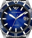 Buy Shop Emporio Armani Diver Three-Hand Quartz Blue Dial Blue Leather Strap Watch For Men - AR11516 USA Online