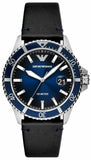 Buy Shop Emporio Armani Diver Three-Hand Quartz Blue Dial Blue Leather Strap Watch For Men - AR11516 USA Online