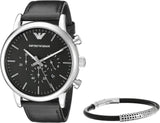 Buy Shop Emporio Armani Dress Analog Black Dial Black Leather Strap Watch For Men - AR8029 USA Online