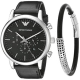 Buy Shop Emporio Armani Dress Analog Black Dial Black Leather Strap Watch For Men - AR8029 USA Online