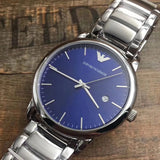 Buy Shop Emporio Armani Dress Analog Blue Dial Silver Steel Strap Watch For Men - AR8033 USA Online