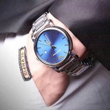 Buy Shop Emporio Armani Dress Analog Blue Dial Silver Steel Strap Watch For Men - AR8033 USA Online