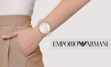 Buy Shop Emporio Armani Dress Analog Mother of Pearl Dial Gold Steel Strap Watch For Women - AR11007 USA Online