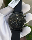 Buy Shop Emporio Armani Dress Chronograph Black Dial Black Leather Strap Watch For Men - AR1918 USA Online