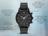 Buy Shop Emporio Armani Dress Chronograph Black Dial Black Leather Strap Watch For Men - AR1918 USA Online