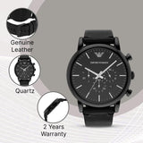 Buy Shop Emporio Armani Dress Chronograph Black Dial Black Leather Strap Watch For Men - AR1918 USA Online