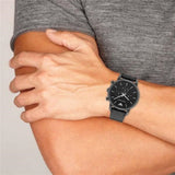 Buy Shop Emporio Armani Dress Chronograph Black Dial Black Leather Strap Watch For Men - AR1918 USA Online