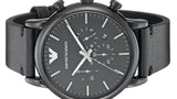 Buy Shop Emporio Armani Dress Chronograph Black Dial Black Leather Strap Watch For Men - AR1918 USA Online