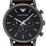 Buy Shop Emporio Armani Dress Chronograph Black Dial Black Leather Strap Watch For Men - AR1918 USA Online