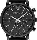 Buy Shop Emporio Armani Dress Chronograph Black Dial Black Leather Strap Watch For Men - AR1918 USA Online