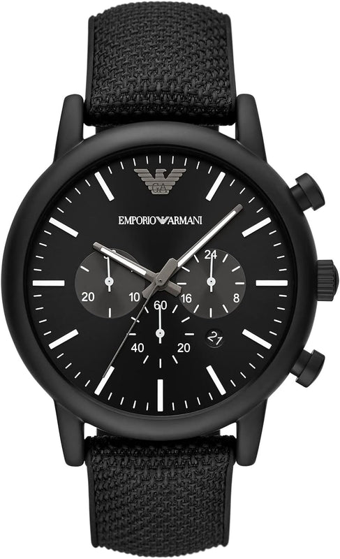 Buy Shop Emporio Armani Dress Chronograph Black Dial Black Leather Strap Watch For Men - AR1918 USA Online