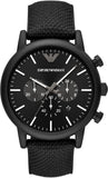 Buy Shop Emporio Armani Dress Chronograph Black Dial Black Leather Strap Watch For Men - AR1918 USA Online