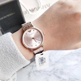 Buy Shop Emporio Armani Dress Quartz Rose Gold Dial Rose Gold Steel Strap Watch For Women - AR11062 USA Online