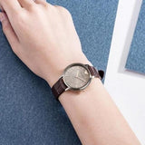 Buy Shop Emporio Armani Dress Quartz Silver Dial Brown Leather Strap Watch For Women - AR11063 USA Online