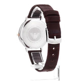 Buy Shop Emporio Armani Dress Quartz Silver Dial Brown Leather Strap Watch For Women - AR11063 USA Online