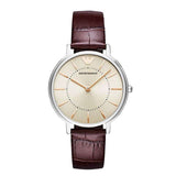 Buy Shop Emporio Armani Dress Quartz Silver Dial Brown Leather Strap Watch For Women - AR11063 USA Online
