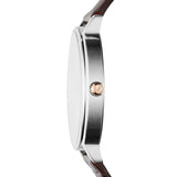 Buy Shop Emporio Armani Dress Quartz Silver Dial Brown Leather Strap Watch For Women - AR11063 USA Online