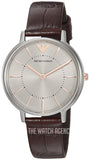 Buy Shop Emporio Armani Dress Quartz Silver Dial Brown Leather Strap Watch For Women - AR11063 USA Online