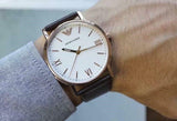 Buy Shop Emporio Armani Dress Quartz White Dial Brown Leather Strap Watch For Men - AR11011 USA Online