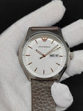 Buy Shop Emporio Armani Dress Quartz White Dial Brown Leather Strap Watch For Men - AR1999 USA Online