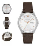 Buy Shop Emporio Armani Dress Quartz White Dial Brown Leather Strap Watch For Men - AR1999 USA Online