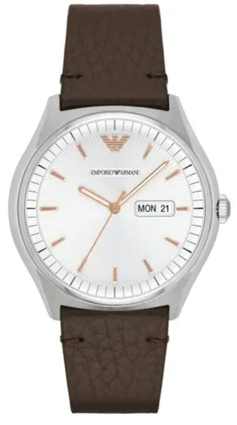 Buy Shop Emporio Armani Dress Quartz White Dial Brown Leather Strap Watch For Men - AR1999 USA Online