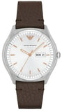 Buy Shop Emporio Armani Dress Quartz White Dial Brown Leather Strap Watch For Men - AR1999 USA Online