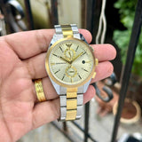 Buy Shop Emporio Armani Elegant Chronograph Cream Dial Two Tone Steel Strap Watch for Men - AR11605 USA Online