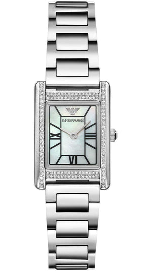 Buy Shop Emporio Armani Empire Mother of Pearl Dial Silver Steel Strap Watch For Women - AR11625 USA Online