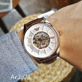 Buy Shop Emporio Armani Epoca White Skeletal Dial Black Leather Strap Watch For Men - AR2073 USA Online