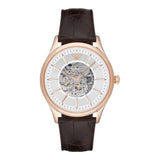 Buy Shop Emporio Armani Epoca White Skeletal Dial Black Leather Strap Watch For Men - AR2073 USA Online