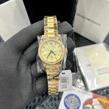 Buy Shop Emporio Armani Federica Gold Dial Gold Steel Strap Watch for Women - AR11607 USA Online