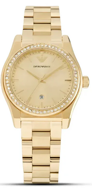 Buy Shop Emporio Armani Federica Gold Dial Gold Steel Strap Watch for Women - AR11607 USA Online
