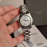 Buy Shop Emporio Armani Federica Mother of Pearl Dial Silver Steel Strap Watch For Women - AR11557 USA Online
