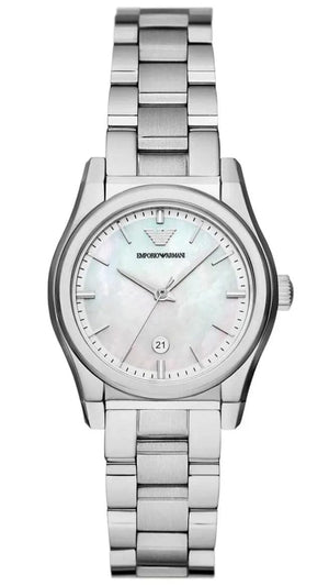 Buy Shop Emporio Armani Federica Mother of Pearl Dial Silver Steel Strap Watch For Women - AR11557 USA Online