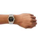 Buy Shop Emporio Armani Federico Black Dial Silver Steel Strap Watch for Men - AR80077 USA Online