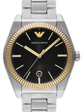 Buy Shop Emporio Armani Federico Black Dial Silver Steel Strap Watch for Men - AR80077 USA Online