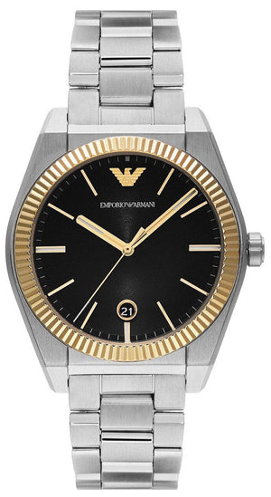 Buy Shop Emporio Armani Federico Black Dial Silver Steel Strap Watch for Men - AR80077 USA Online