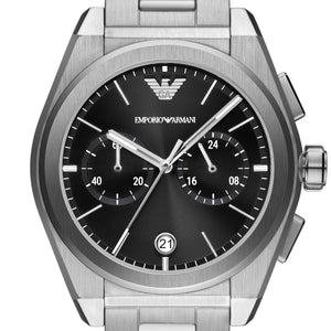 Buy Shop Emporio Armani Federico Chronograph Black Dial Silver Steel Strap Watch For Men - AR11560 USA Online