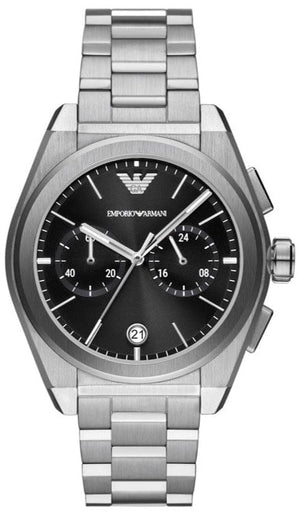 Buy Shop Emporio Armani Federico Chronograph Black Dial Silver Steel Strap Watch For Men - AR11560 USA Online